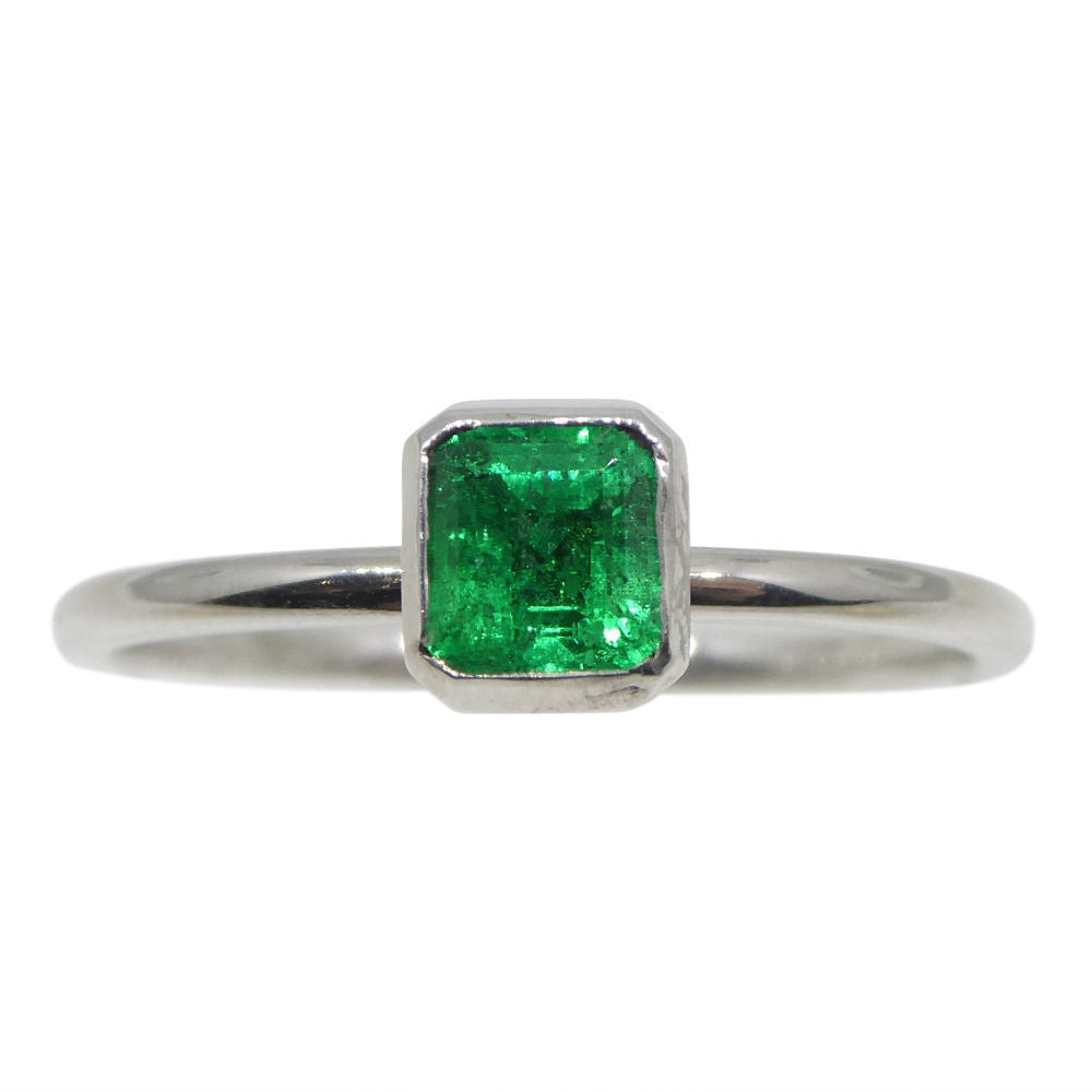 Emerald Stacker Ring set in 10kt White Gold - Skyjems Wholesale Gemstones