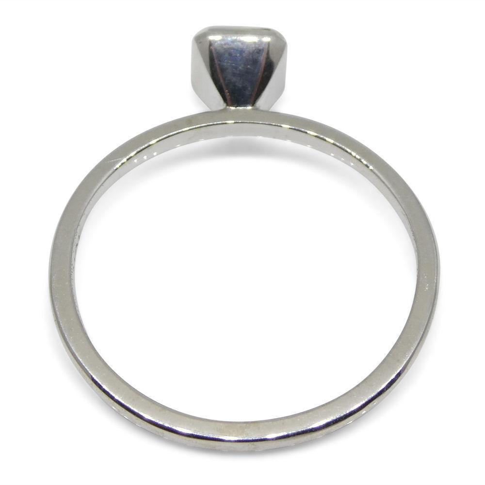 SkyJems Colombian emerald stacker ring in 10kt white gold, dainty green gemstone solitaire with square design
