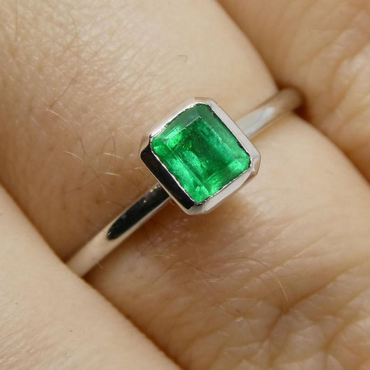 Emerald Stacker Ring set in 10kt White Gold - Skyjems Wholesale Gemstones