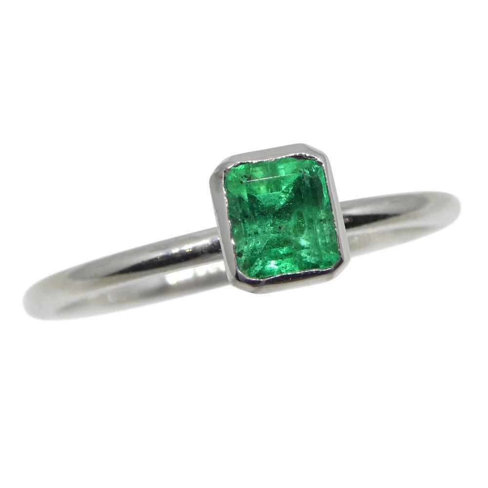 Emerald Stacker Ring set in 10kt White Gold - Skyjems Wholesale Gemstones