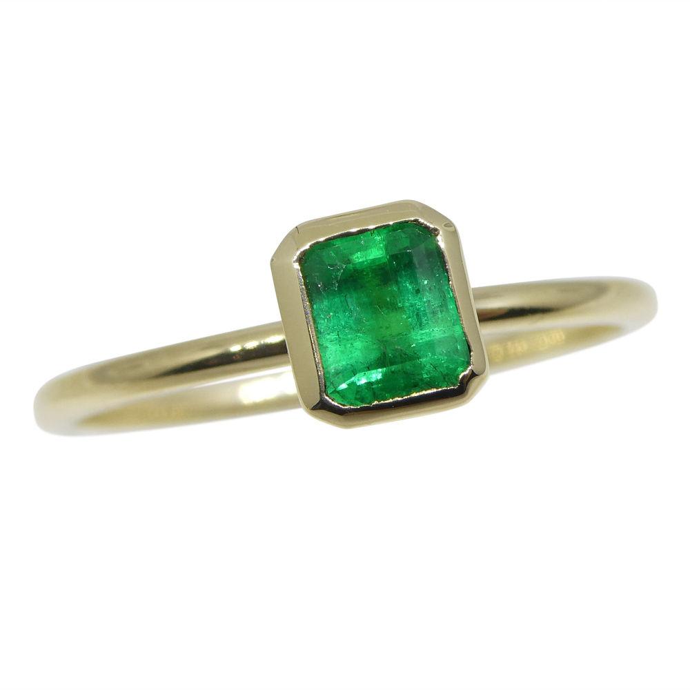 Dainty 10kt Yellow Gold Stacker Ring with Natural Green Colombian Emerald by SkyJems