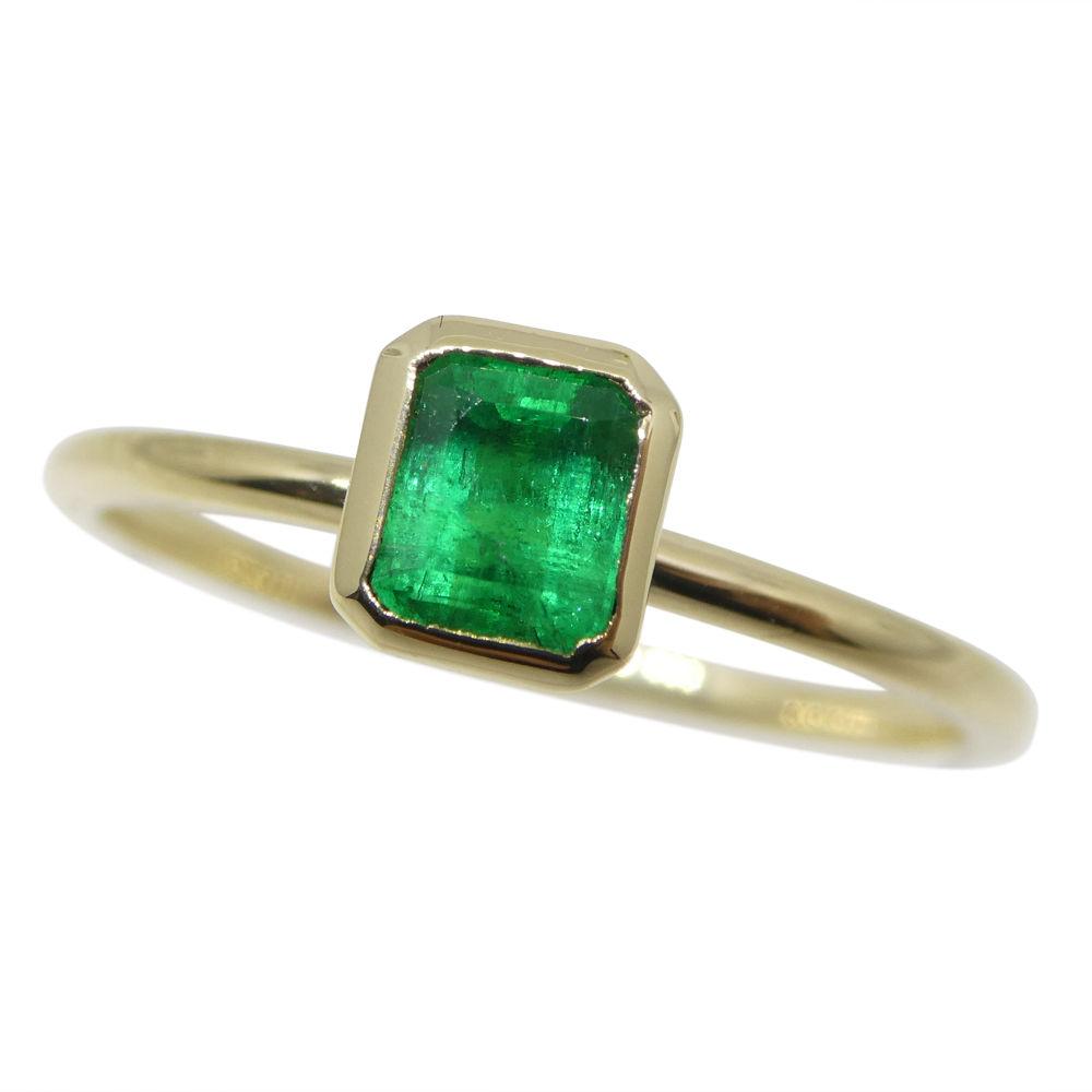 Dainty 10kt Yellow Gold Stacker Ring with Natural Green Colombian Emerald by SkyJems