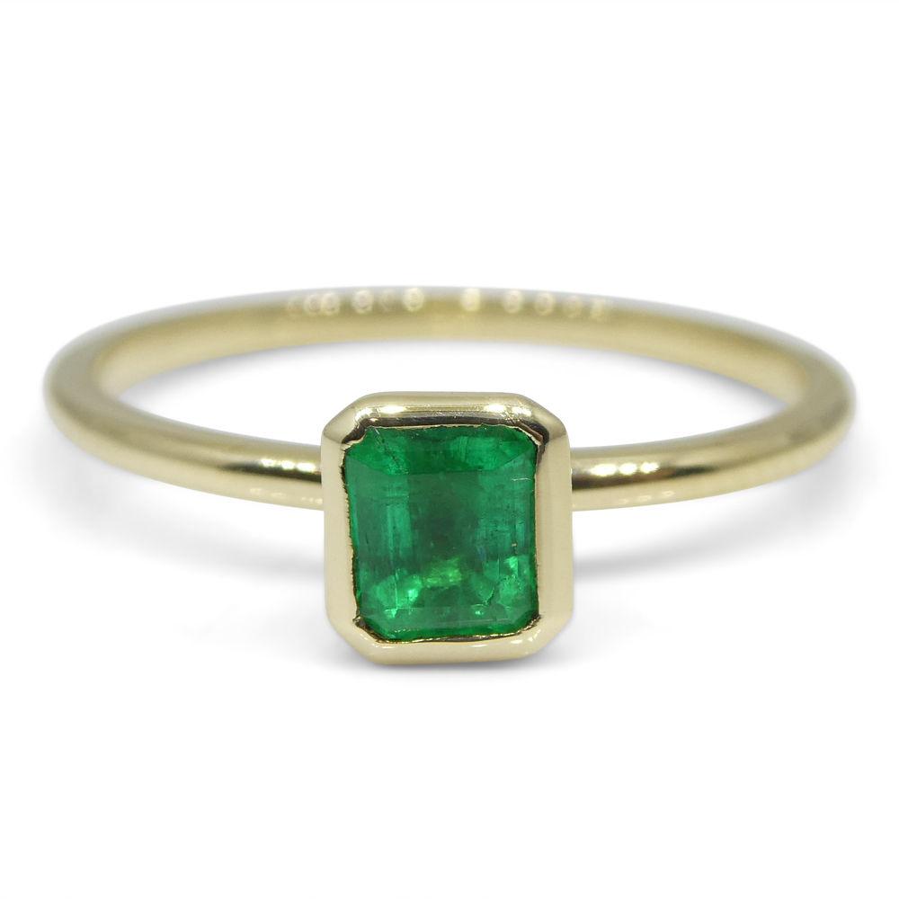 Dainty 10kt Yellow Gold Stacker Ring with Natural Green Colombian Emerald by SkyJems