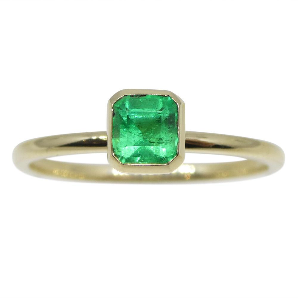 Dainty 10kt Yellow Gold Stacker Ring with Natural Green Colombian Emerald by SkyJems