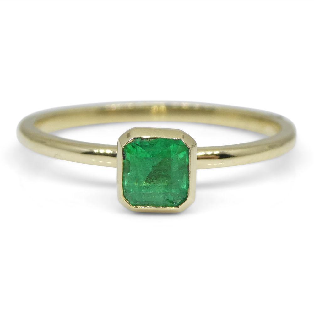Dainty 10kt Yellow Gold Stacker Ring with Natural Green Colombian Emerald by SkyJems