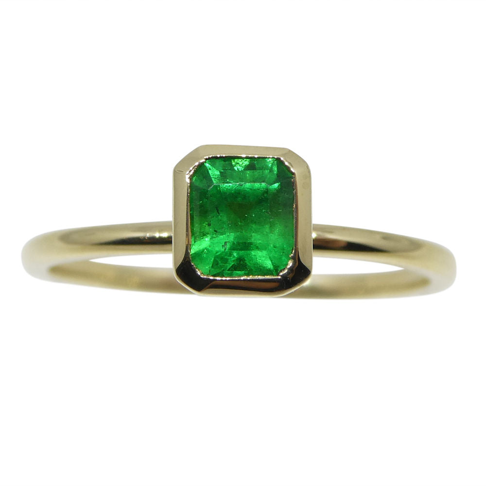 Dainty 10kt Yellow Gold Stacker Ring with Natural Green Colombian Emerald by SkyJems