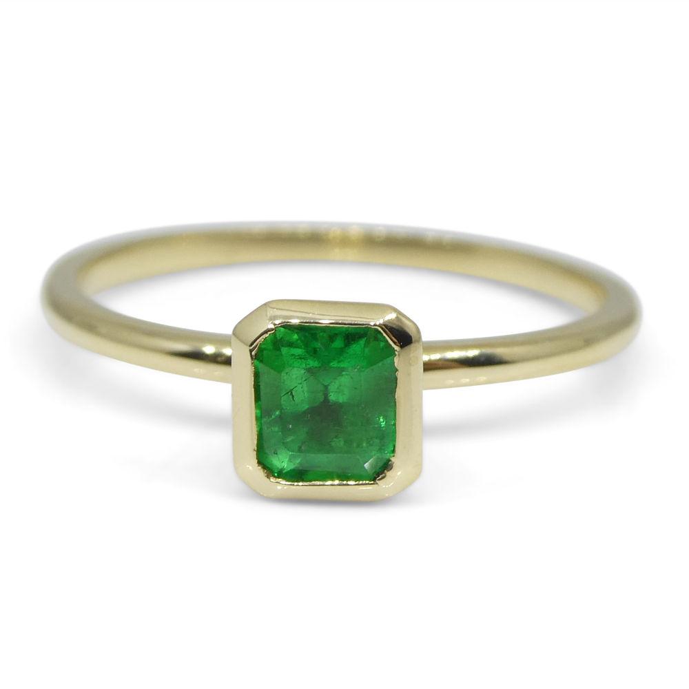 Dainty 10kt Yellow Gold Stacker Ring with Natural Green Colombian Emerald by SkyJems Jewellery Canada