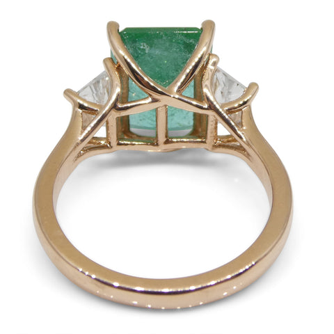 3.85ct Emerald & 0.95ct White Sapphire Statement or Engagement Ring in 14k Pink / Rose Gold