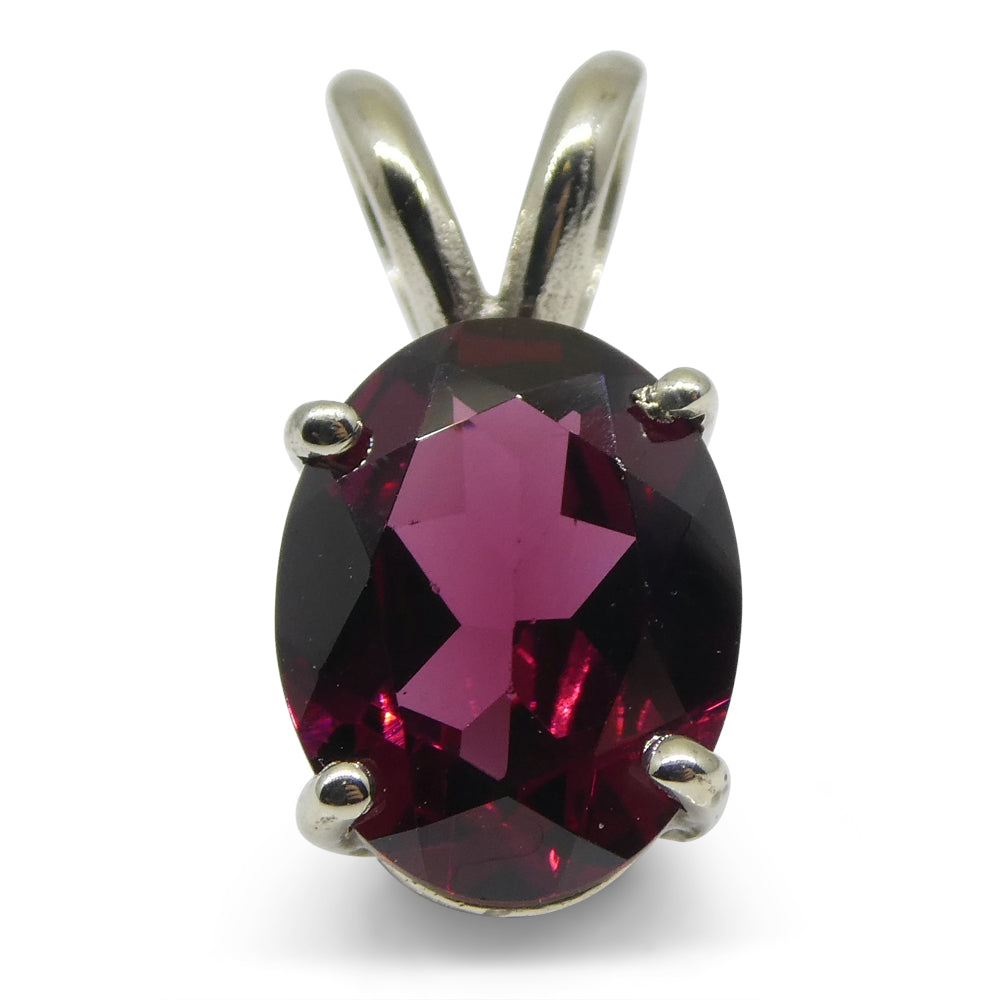 Rhodolite Garnet Pendant set in 14k White Gold - Skyjems Wholesale Gemstones