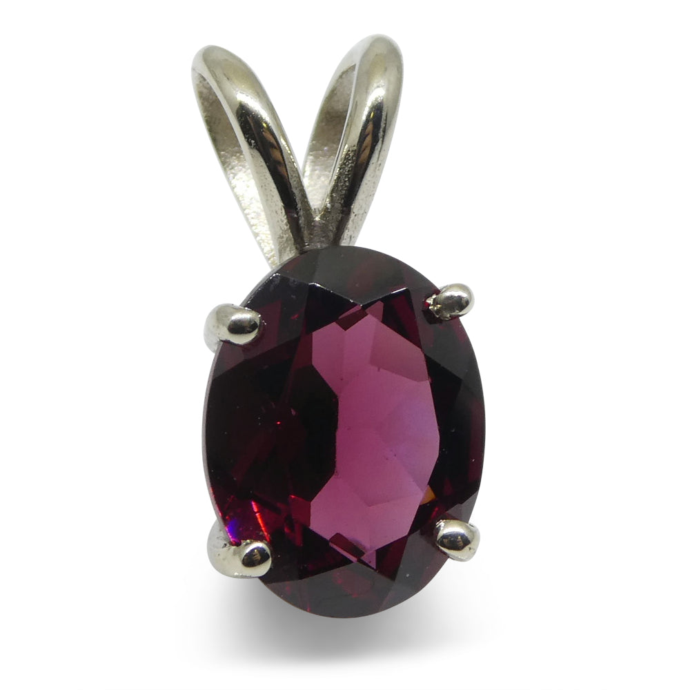 Rhodolite Garnet Pendant set in 14kt White Gold - Skyjems Wholesale Gemstones