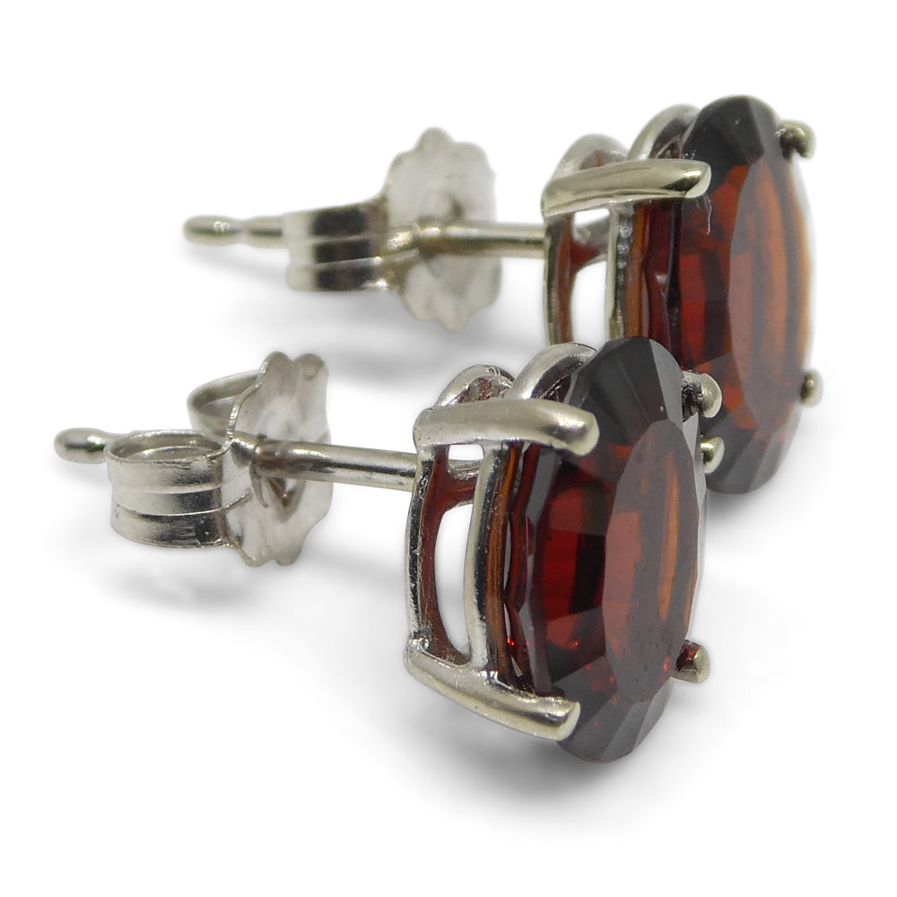 Almandine Garnet Earrings set in 14kt White Gold - Skyjems Wholesale Gemstones