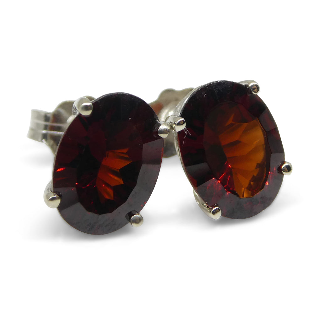 Almandine Garnet Earrings set in 14kt White Gold - Skyjems Wholesale Gemstones