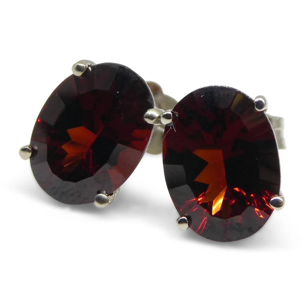 Almandine Garnet Earrings set in 14kt White Gold - Skyjems Wholesale Gemstones