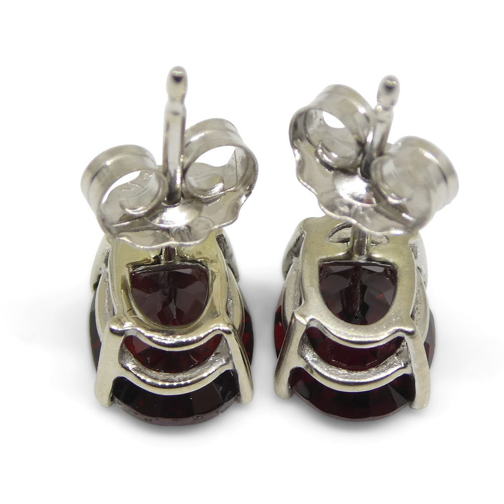 Almandine Garnet Earrings set in 14kt White Gold - Skyjems Wholesale Gemstones