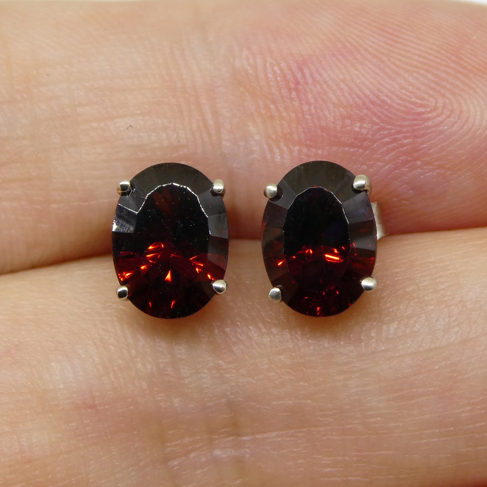 Almandine Garnet Earrings set in 14kt White Gold - Skyjems Wholesale Gemstones