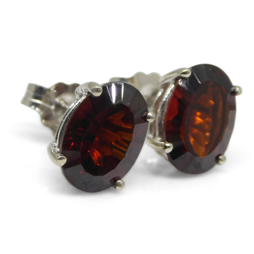 Almandine Garnet Earrings set in 14kt White Gold - Skyjems Wholesale Gemstones