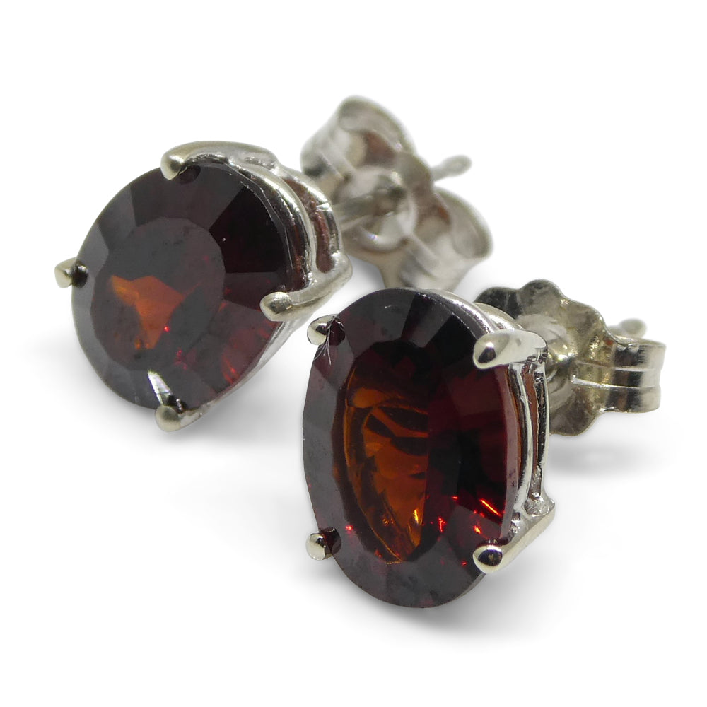 Almandine Garnet Earrings set in 14kt White Gold - Skyjems Wholesale Gemstones