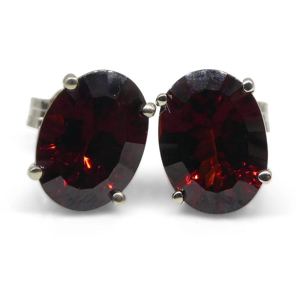 Almandine Garnet Earrings set in 14kt White Gold - Skyjems Wholesale Gemstones