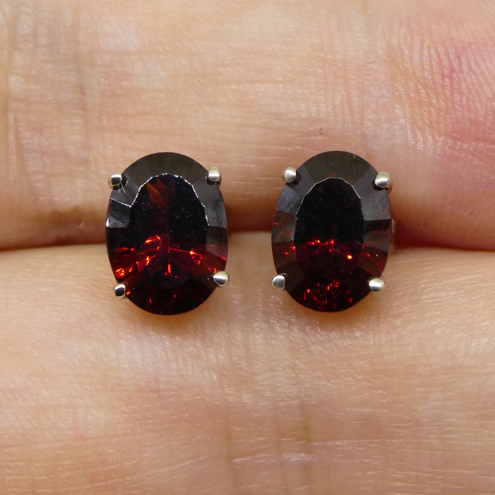 Almandine Garnet Earrings set in 14kt White Gold - Skyjems Wholesale Gemstones