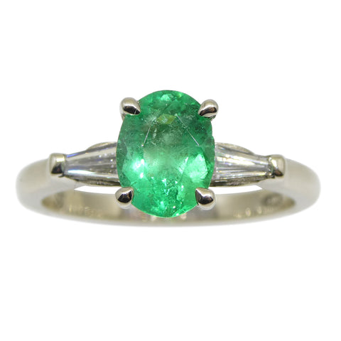 0.94ct Colombian Emerald & 0.18ct Diamond Ring in 18k White Gold with Certificate