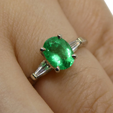 0.94ct Colombian Emerald & 0.18ct Diamond Ring in 18kt White Gold - Skyjems Wholesale Gemstones