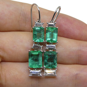 7.80ct Emerald, 1.80ct White Sapphire Earrings in 14kt White Gold - Skyjems Wholesale Gemstones