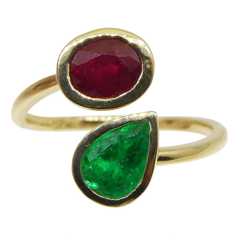 Vivid Red Burmese Ruby & Vivid Green Colombian Emerald 'Toi et Moi ...