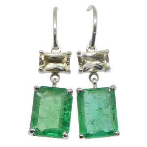 5.06ct Emerald & Yellow Sapphire Earrings set in 14kt White Gold - Skyjems Wholesale Gemstones