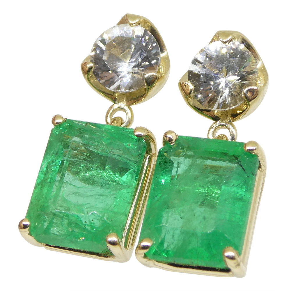 White sapphire deals earrings yellow gold