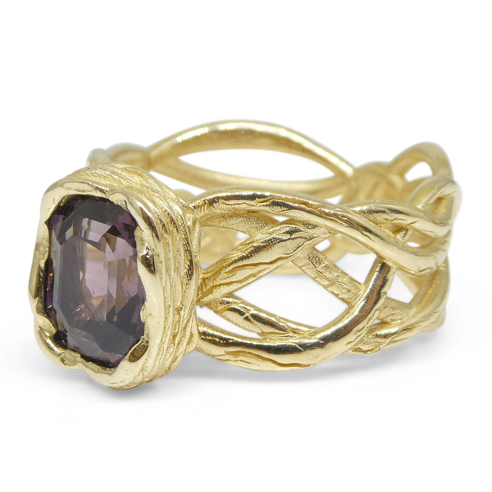 2.66ct Purple Spinel Vine Ring set in 14kt Yellow Gold - Skyjems Wholesale Gemstones