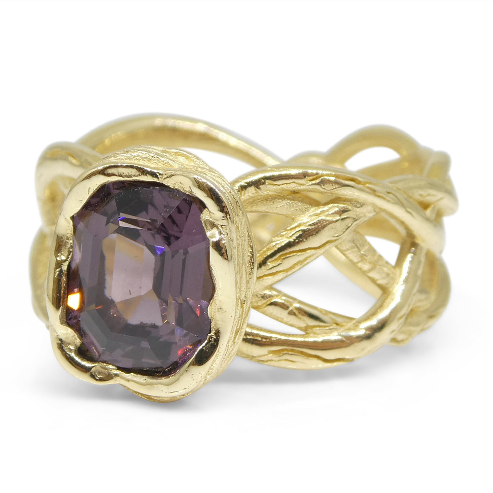 2.66ct Purple Spinel Vine Ring set in 14kt Yellow Gold - Skyjems Wholesale Gemstones