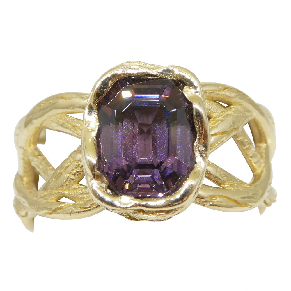 2.66ct Purple Spinel Vine Ring set in 14kt Yellow Gold - Skyjems Wholesale Gemstones