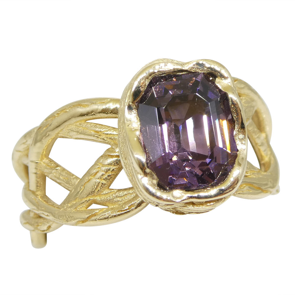 2.66ct Purple Spinel Vine Ring set in 14kt Yellow Gold - Skyjems Wholesale Gemstones