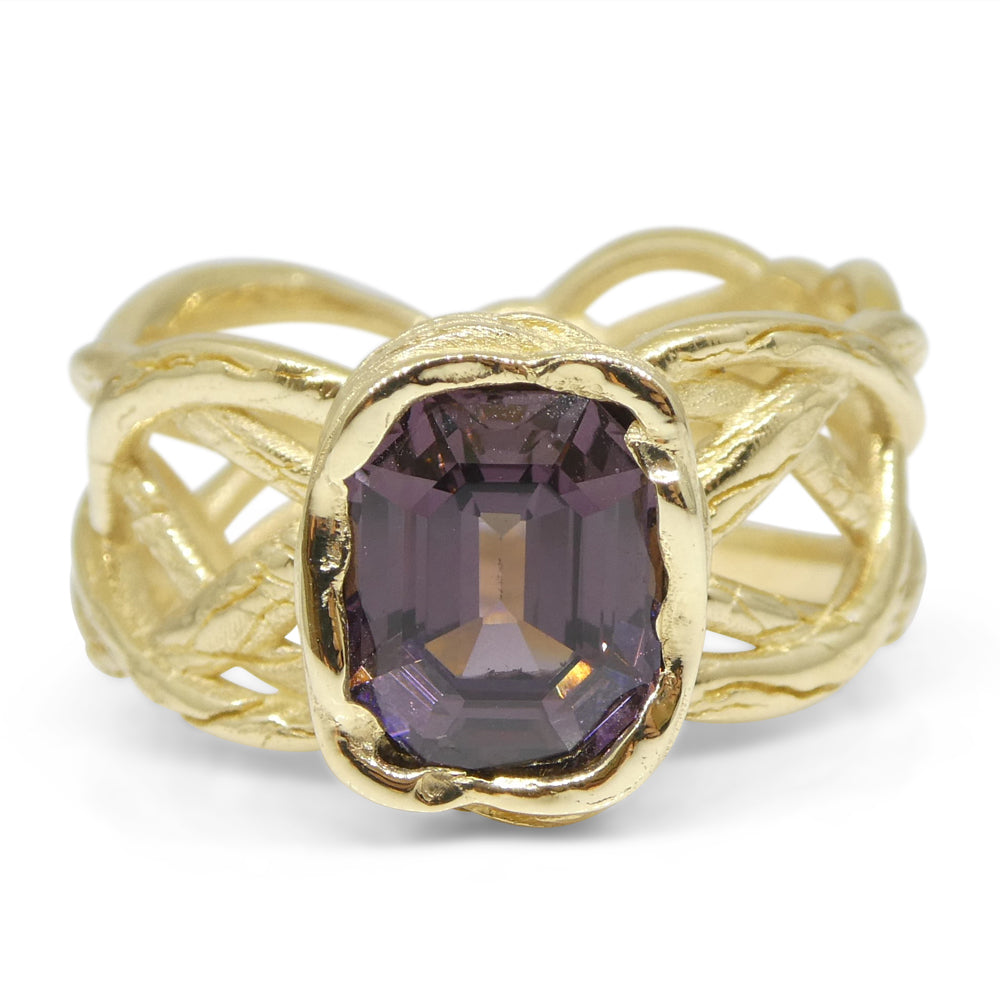 2.66ct Purple Spinel Vine Ring set in 14kt Yellow Gold - Skyjems Wholesale Gemstones