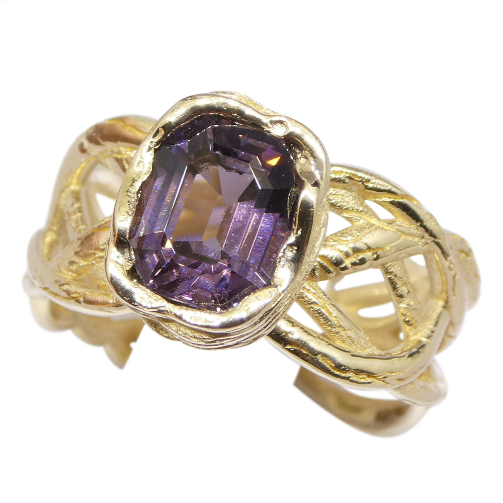 2.66ct Purple Spinel Vine Ring set in 14kt Yellow Gold - Skyjems Wholesale Gemstones