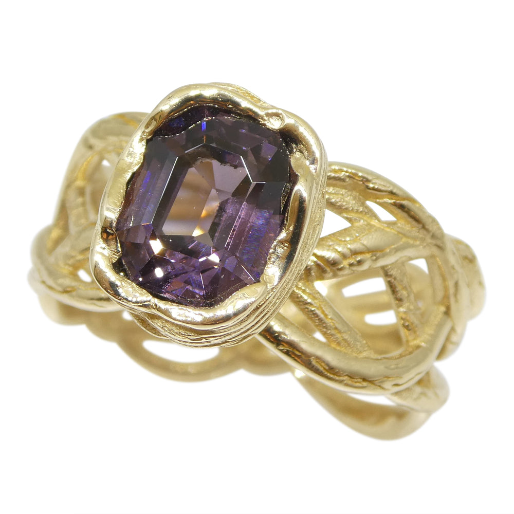 2.66ct Purple Spinel Vine Ring set in 14kt Yellow Gold - Skyjems Wholesale Gemstones