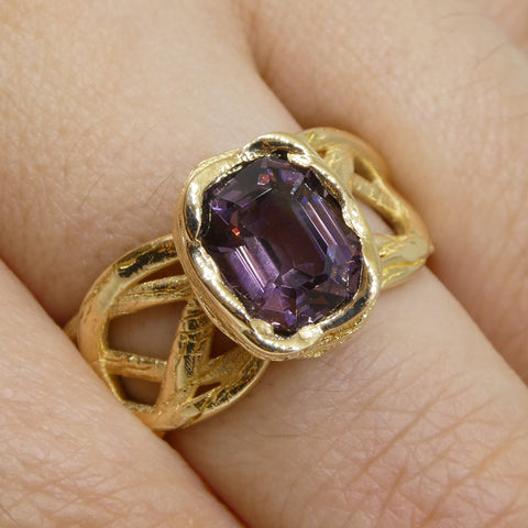 2.66ct Purple Spinel Vine Statement or Engagement Ring set in 14k Yellow Gold