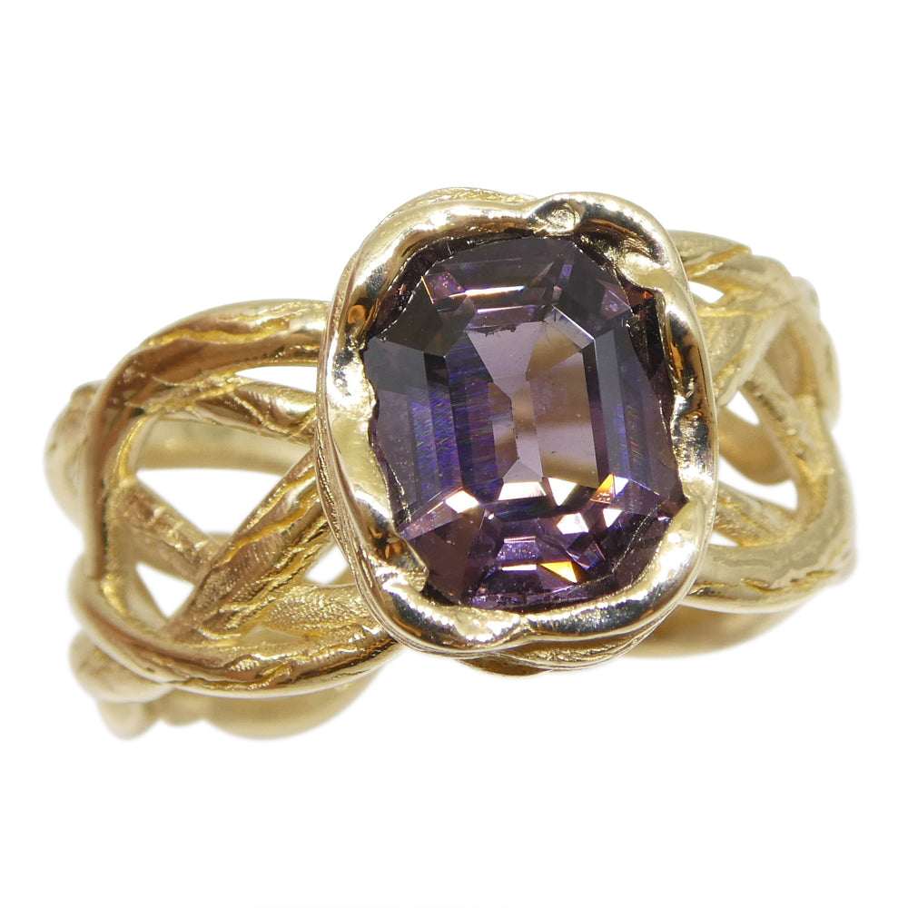 2.66ct Purple Spinel Vine Ring set in 14kt Yellow Gold - Skyjems Wholesale Gemstones