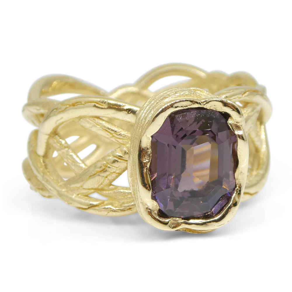 2.66ct Purple Spinel Vine Ring set in 14kt Yellow Gold - Skyjems Wholesale Gemstones
