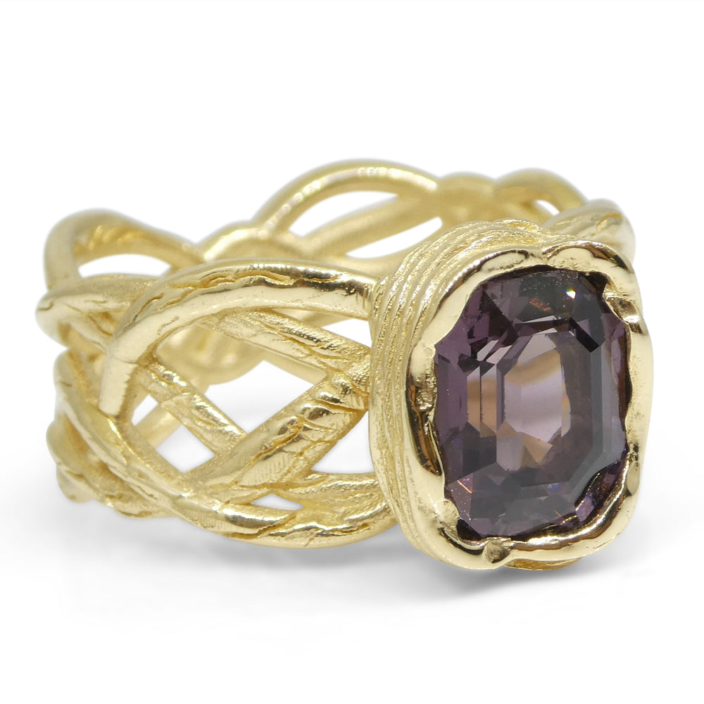 2.66ct Purple Spinel Vine Ring set in 14kt Yellow Gold - Skyjems Wholesale Gemstones