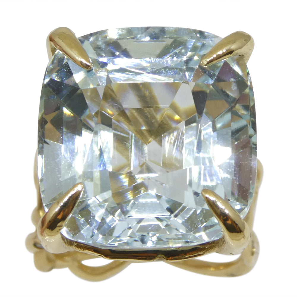 30.78ct Aquamarine and Diamond Vine Ring set in 14k Yellow Gold - Skyjems Wholesale Gemstones