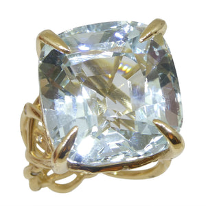 30.78ct Aquamarine and Diamond Vine Ring set in 14k Yellow Gold - Skyjems Wholesale Gemstones