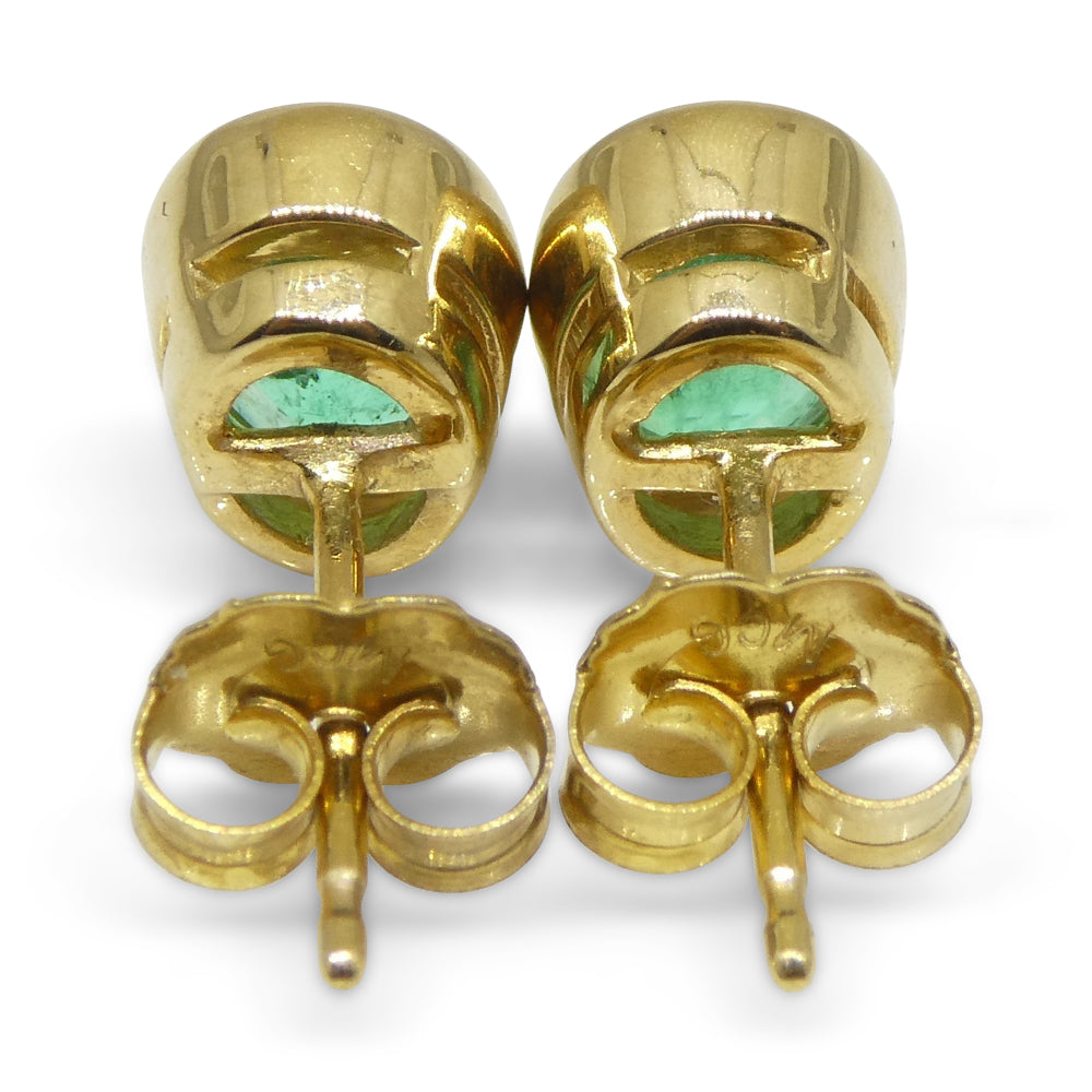 1.49ct Colombian Emerald Stud Earrings set in 18kt Yellow Gold - Skyjems Wholesale Gemstones