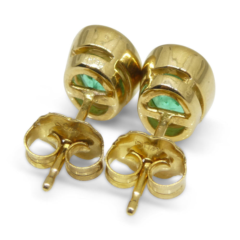 1.49ct Colombian Emerald Stud Earrings set in 18kt Yellow Gold - Skyjems Wholesale Gemstones