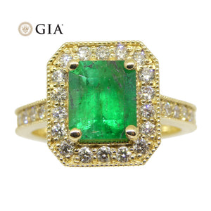 1.59ct Colombian Emerald Diamond Ring set in 18kt Yellow Gold - Skyjems Wholesale Gemstones