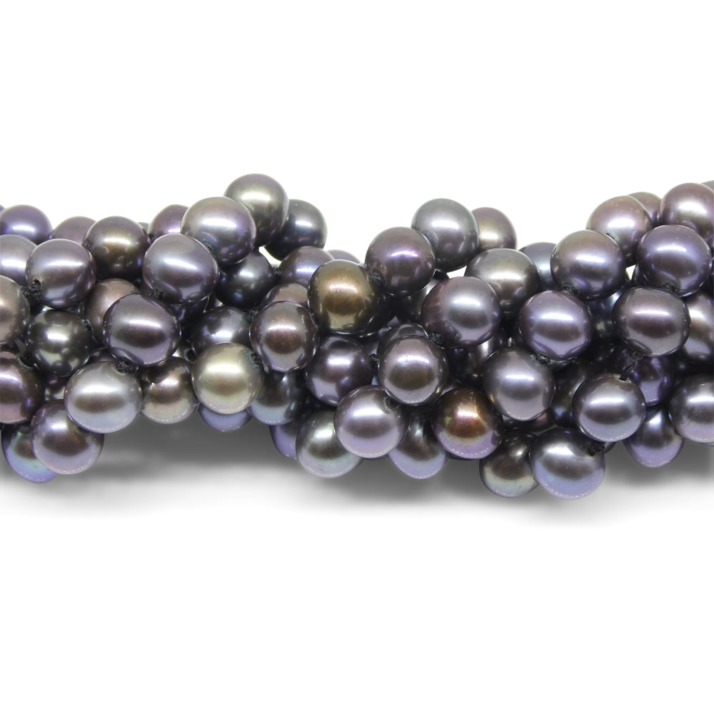 5-6mm Black Freshwater Pearl Necklace 2.5x Opera Length - Skyjems Wholesale Gemstones