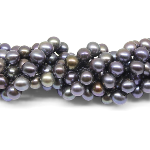 5-6mm Black Freshwater Pearl Necklace 2.5x Opera Length