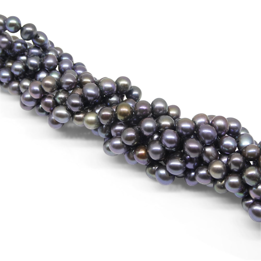 5-6mm Black Freshwater Pearl Necklace 2.5x Opera Length - Skyjems Wholesale Gemstones