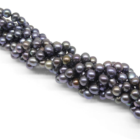 5-6mm Black Freshwater Pearl Necklace 2.5x Opera Length