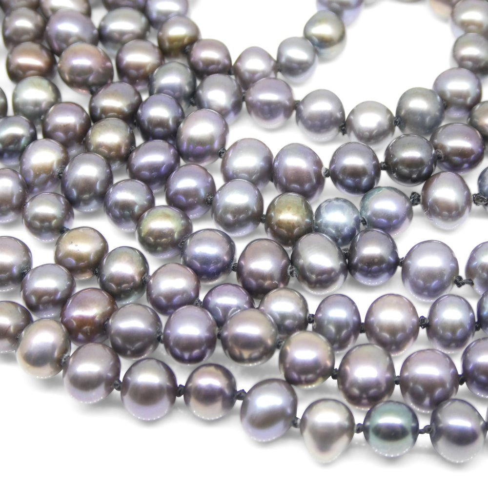 5-6mm Black Freshwater Pearl Necklace 2.5x Opera Length - Skyjems Wholesale Gemstones